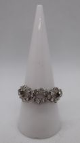 18ct white gold diamond set ring - Size P½