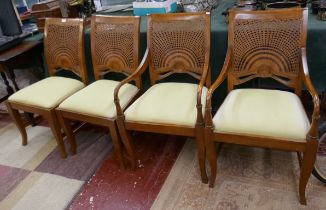 Set of 4 bergere backed chairs to include 2 carvers