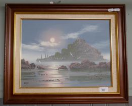 Oil on board - St Michaels Mount - by Owens - Approx image size: 39cm x 29cm