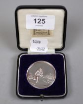 Hallmarked silver curling presentation medal