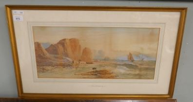 Watercolour of a coastal scene by W.H. Earp (1831-1914)