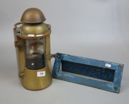 Brass lamp together with a letterbox plate
