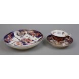 Derby crown trio Circa 1830 comprising tea cup, dished saucer & dished bowl with floral decoration
