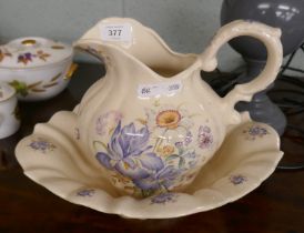 Staffordshire jug together with a bowl