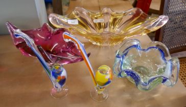 Collection of coloured glassware