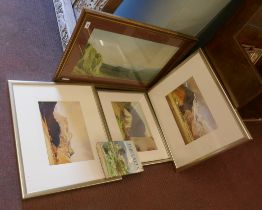 4 x W. Heaton Cooper prints together with signed copy of The Lakes book