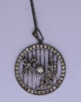Fine silver Edwardian French paste pendant on chain
