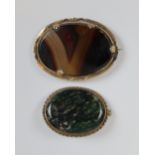 2 x 9ct gold stone set brooches