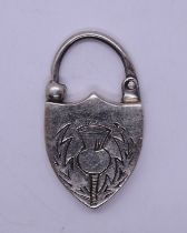 Silver & mother-of-pearl Scottish padlock