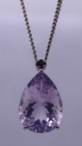 Silver amethyst pendent on chain
