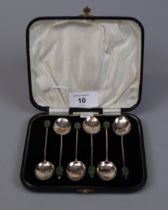 Hallmarked silver coffee bean set of 6 spoons