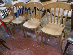 Set of 4 beechwood slat back dining chairs - 1 A/F
