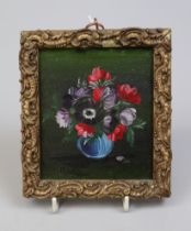 Antique miniature oil on board still life signed