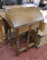 Unusual oak bureau on stand - Approx size: W: 61cm D: 44cm H: 96cm