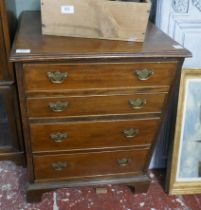 Small antique mahogany chest of 4 drawers - Approx size: W: 54cm D: 49cm H: 69cm