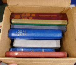 Box with 7 albums/stockbooks containing world stamps