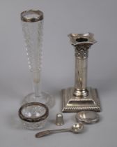 Collection of silver to include candlestick