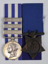 19th Hussar Egypt Medal 1882-89 with Khedive Star 1884-86, Private G Kerslake, 3 bar medal incl