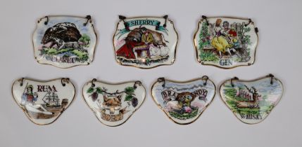 6 ceramic decanter tags by Royal Grafton