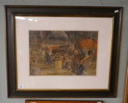 Watercolour The Smithy by PJ O'Toole - Approx 43cm x 29cm