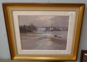 Signed Framed oil on board of a seascape - Approx 42cm x 34cm