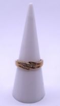 9ct gold channel set diamond ring - Size M