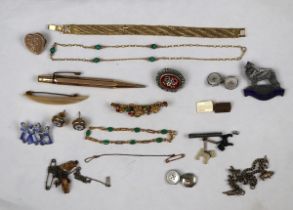 Collection of costume jewellery to include propelling pencil