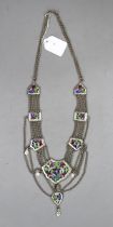 Indian silver enamel necklace