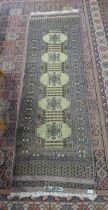 Green patterned Persian signed runner - Approx 210cm x 62cm
