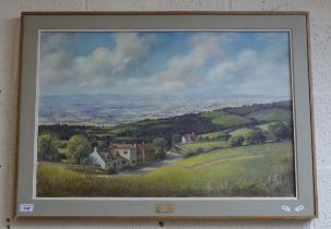 Jesse Heyden oil on canvas - The Malvern Hills from Cleeve Hill - Approx 75cm x 50cm