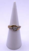 9ct gold diamond solitaire ring - Size I