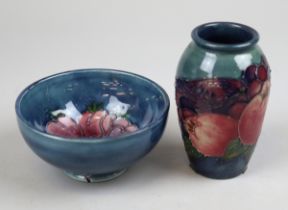 Small Moorcroft vase togther with a small Moorcroft bowl A/F