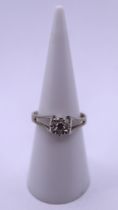 White gold diamond solitaire ring - Size L