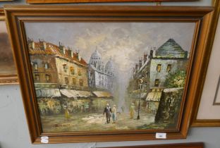 Oil on canvas French scene signed Burnett