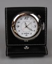 Montblanc travel clock in leather case