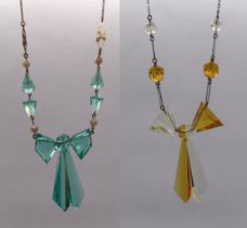 2 1930s crystal necklaces