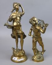 2 brass figurines - Approx height of tallest 44cm