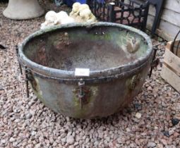 Large antique metal basin