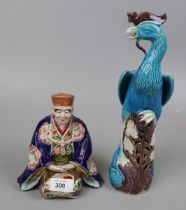 19thC figure of Chinese man together with a Phoenix