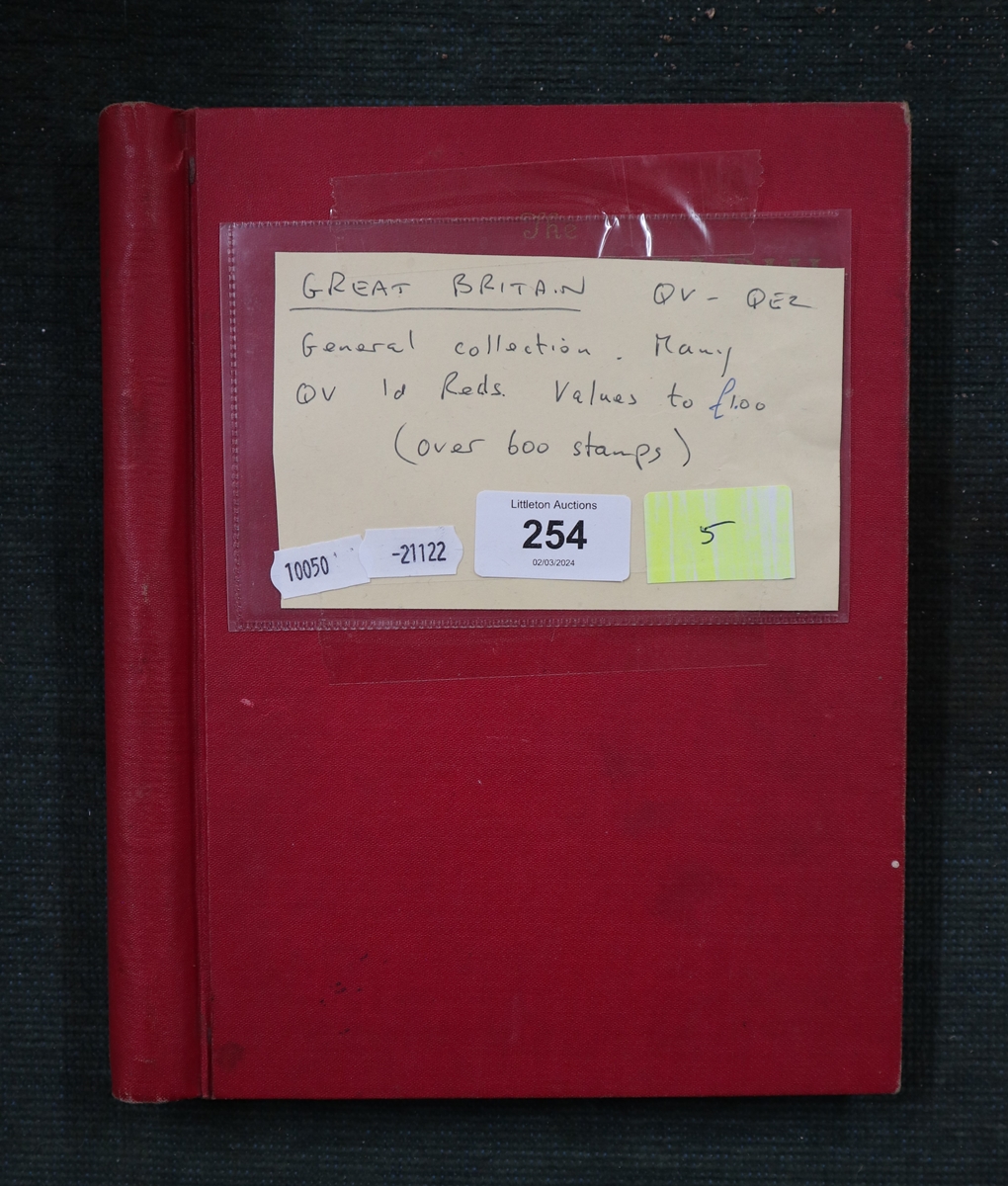 Stamps - Great Britain QV-QE2 collection on album. many QV 1d reds later values to £1.00 (600+)