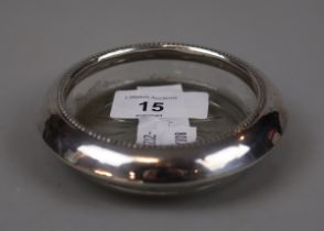 Hallmarked silver and cut glass pin tray