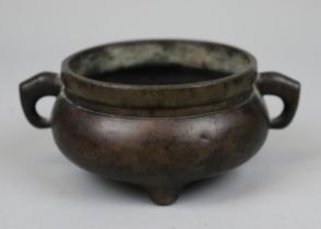 Antique Chinese bronze censor Ming mark (probably period) - no reserve