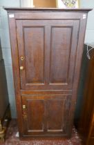 Antique oak storage cupboard - Approx W: 73cm  D: 33cm  H: 155cm