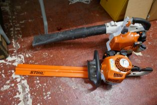 Stihl BG85 leafblower together with a Stihl HS45 petrol hedgetrimmer