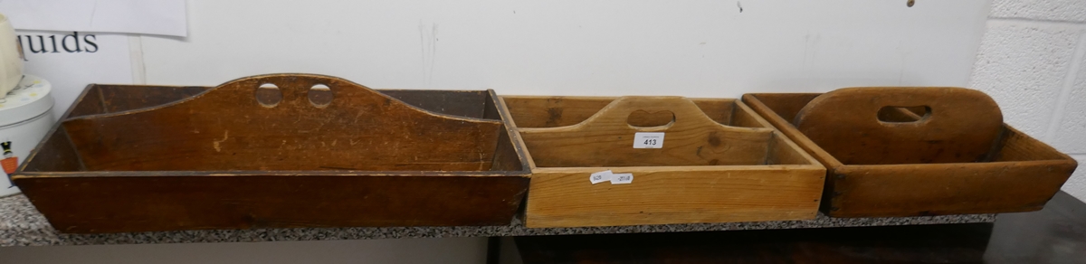 Collection of wooden cutlery trugs