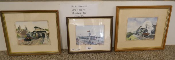 3 small framed railway pictures