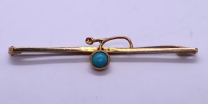 9ct gold turquoise bar brooch