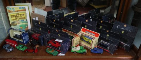 Collection of die cast toys together with a Dinky price guide book