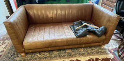 Vintage tan leather sofa