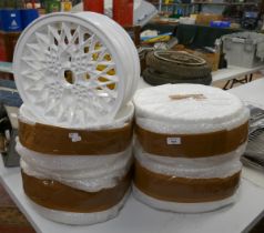 5 x white wheel rims with 3" centres